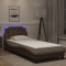 vidaXL Cadru de pat cu lumini LED, maro, 100x200 cm, piele ecologică 3214091