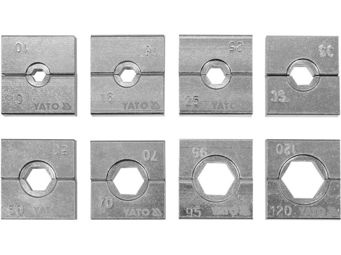YATO Set 8 matrite interschimbabile, 10-120 mm2 pentru presa hidraulica manuala YT-22860