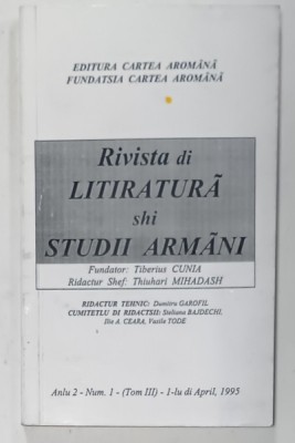 RIVISTA DI LITIRATURA SHI STUDII ARMANI , ANUL 2 , NUMARUL 1 , 1995 foto