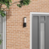 vidaXL Lampa de perete de exterior cu senzor Negru din Oțel Inoxidabil IP44