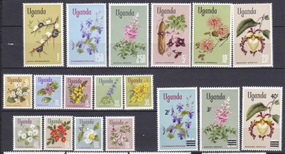 DB1 Flora Fructe 1969 - 75 Uganda 15 .v. + 3 v. supratipar MNH foto