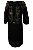 Rochie traditionala R24, negru/albastru , marimea S, Bumbac