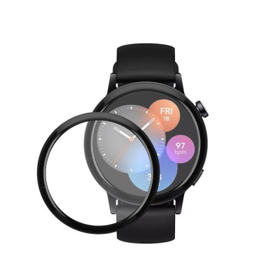 Set 2 Folii de protectie Kwmobile pentru Huawei Watch GT 3 (42mm), Transparent/Negru, Polimer, KWM000024VW001C foto