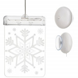 Ornament LED pentru fereastra, fulg de nea 3D, 6 LED-uri lumina alb cald, 17x11,5x1,5 cm, MT Malatec