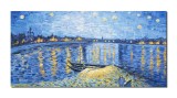 Cumpara ieftin Tablou celebru pictat manual, Noapte instelata peste Ron, 120x60cm ulei pe panza, reproducere Vincent van Gogh