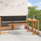 Set bistro de grădină cu perne, 3 piese, lemn masiv de acacia