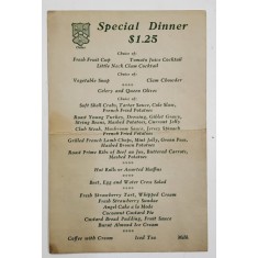 MENIU , SPECIAL DINNER , RESTAURANTUL ATLANTIC CITY , NEW - YORK , 1933