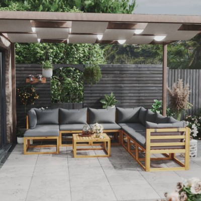Gossi set mobilier gradina cu perne, 9 piese, lemn masiv de acacia foto