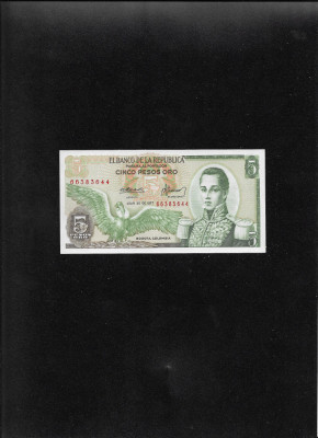 Columbia 5 pesos oro 1977 unc seria66383644 foto