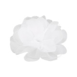 Floare textila din sifon pentru haine, diametru 8 cm, Alb