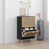 VidaXL Pantofar, negru, 52x25x80 cm, lemn prelucrat și ratan natural 345646