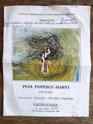 Pliant expozitie pictura Puia Popescu Marvi cu dedicatie si autograf / CD1P foto