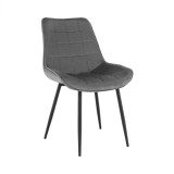 Cumpara ieftin Scaun tapiterie catifea gri picioare metal negru Sarin 54x64x82 cm