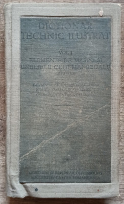 Dictionar technic ilustrat: elemente de masini si uneltele cele mai uzuale/ 1922 foto