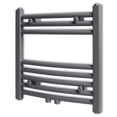 Radiator port-prosop &amp;icirc;ncălzire centrală baie, curbat, 480x480 mm, gri foto