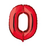 Balon folie cifra rosu metalizat, inaltime 35 cm, pentru aniversare - Model 4
