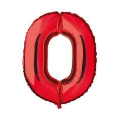 Balon folie cifra rosu metalizat, inaltime 35 cm, pentru aniversare - Model 8