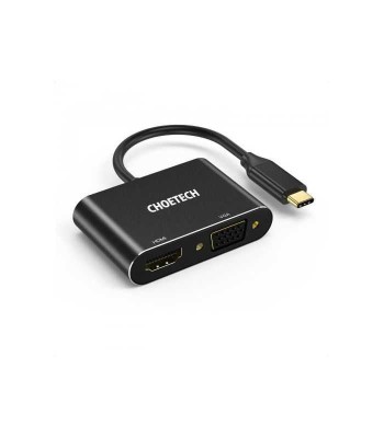 HUB USB Type C - 1x HDMI + 1x VGA Choetech M17 negru foto