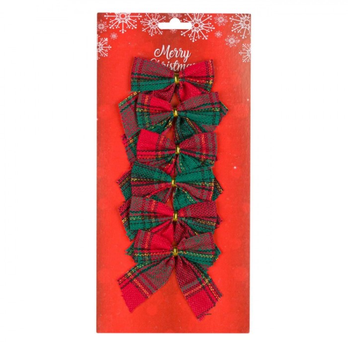 Set Fundițe Decorative, Model Carouri, Multicolor, Dimensiuni 7x9cm, 6 Bucăți