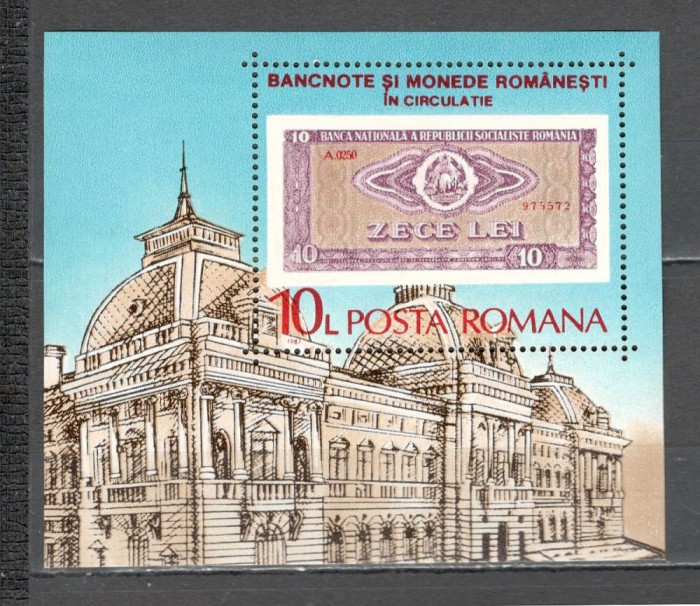 Romania.1987 Bancnote si monede-Bl. ZR.802