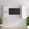 Comode TV, 3 buc., alb, lemn masiv de pin