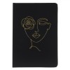 Carnet Notițe A5, Model Chip Femeie Cusut Auriu, Copertă PU Neagră, 80 File, Oem