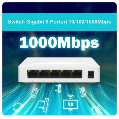 Switch Gigabit 5 Porturi 10/100/1000Mbps Pix-Link GS05 foto