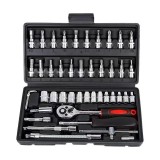 Chei tubulare Set 46 de Piese, Reparatii Auto, Prelungitoare Rigid si Flexibil, Articulatie Cardanica, Antrenor de Forta Glisant