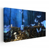 Tablou fluturi albastri ciuperci natura 1839 Tablou canvas pe panza CU RAMA 40x80 cm