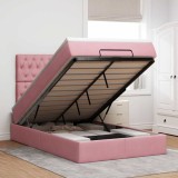 vidaXL Cadru de pat otoman cu saltele Roz 120x190cm catifea 3313534