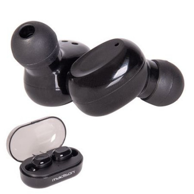 Casti bluetooth earbuds, dock incarcare, distanta receptie 10 m, negru foto