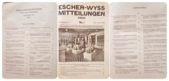 G756-I-Album Tehnic vechi- Germania 1934 ESCHER WYSS: Turbine HIDRAULICE-Turbocompresoare- Ventilatoare-Autovapoare-Pompe de stocare, utilitati Indus.