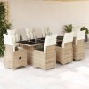 Gossi set bistro de gradina, 9 piese, cu perne, bej, poliratan