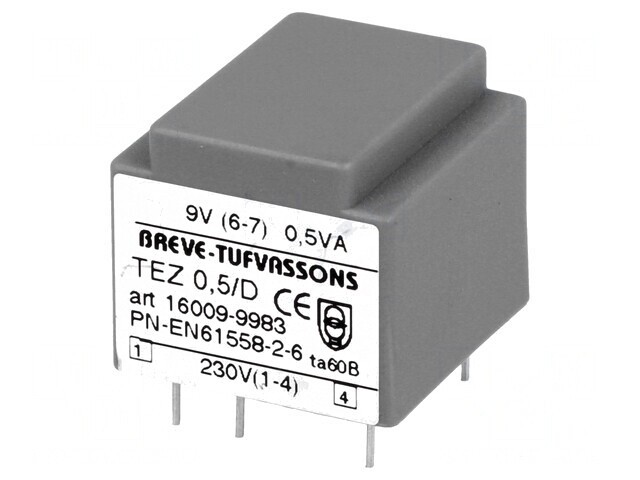 Transformator &Icirc;ncapsulat 0,5VA 230VAC 9V 55,5mA PCB