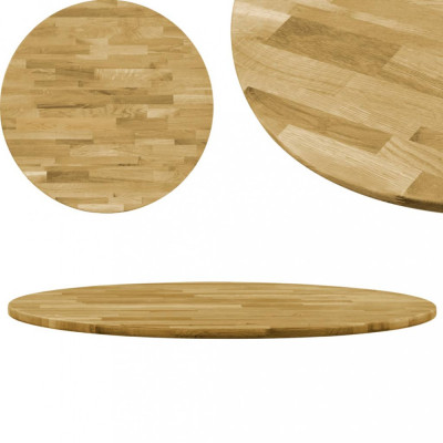 vidaXL Blat de masă, lemn masiv de stejar, rotund, 23 mm, 700 mm foto