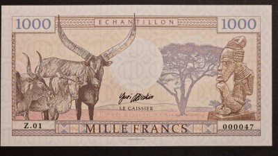 Congo 1000 franci 2018 UNC Specimen test foto