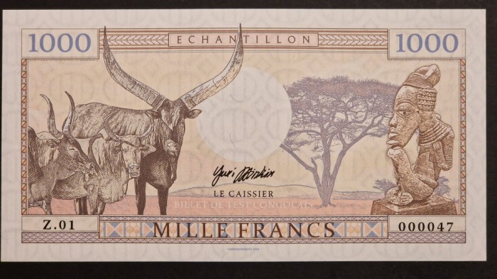 Congo 1000 franci 2018 UNC Specimen test