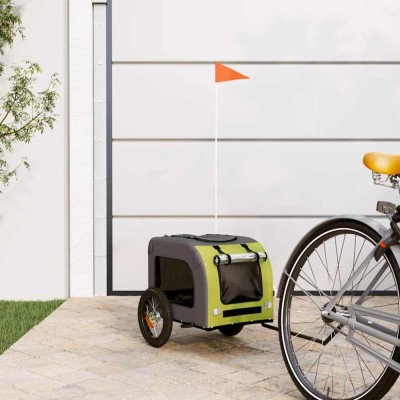 Remorcă bicicletă animale companie verde/gri textil oxford/fier foto