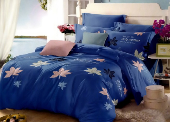Lenjerie de pat pentru o persoana cu husa elastic pat si fata perna dreptunghiulara, Only woman, bumbac mercerizat, multicolor