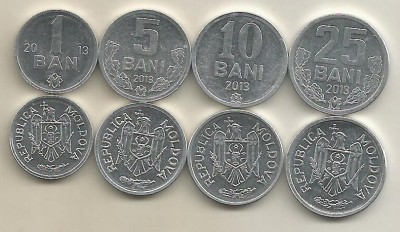 MOLDOVA SET / LOT ( 4 buc ) : 1 BAN + 5 BANI + 10 BANI + 25 BANI 2013 , a UNC / UNC foto