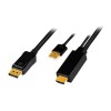CABLU video LOGILINK, HDMI (T) 1.4 + USB (T) la DisplayPort (T) 1.2, 2m, conectori auriti, rezolutie maxima 4K (3840 x 2160) la 30 Hz, plastic, triplu