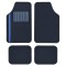 Set Covorase Auto Universale Custo Pol New Bande, Mocheta, negru cu insertie gri si albastru, 4 buc