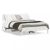 VidaXL Cadru de pat fără saltea, alb, 140x190 cm, lemn masiv de pin