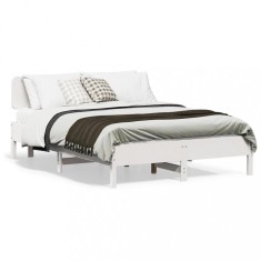 vidaXL Cadru de pat fără saltea, alb, 140x190 cm, lemn masiv de pin 3328245