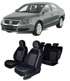 Set Huse scaune auto dedicate VW Passat B6 Berlina 2005 - 2010 (Bancheta fractionata + 2 huse cotiere)