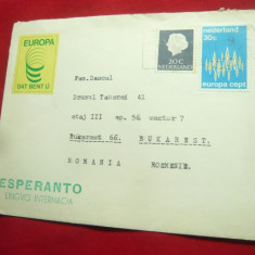 Plic Olanda circ. in Esperanto , scrisoare cu Antet Esperanto 1972