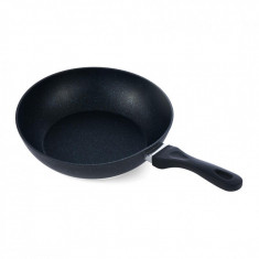 Tigaie Wok Cooking Heinner, 30 x 8 cm, strat antiaderent, sablat, maner soft touch, aluminiu, Black Sand