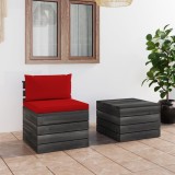 Cumpara ieftin Set mobilier grădină din paleți, 2 piese, cu perne, lemn de pin