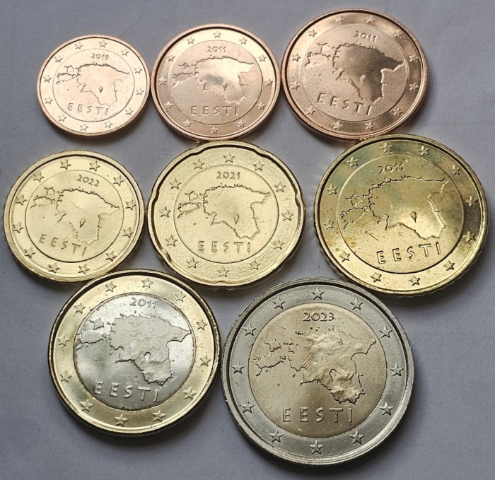 Set complet 8 monede, 1 cent - 2 euro Letonia, ani micsti, unc