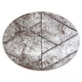 Covor modern COZY 8872 Cerc Wall, geometric, triunghiurile - structural două niveluri de l&acirc;nă maro, cerc 120 cm